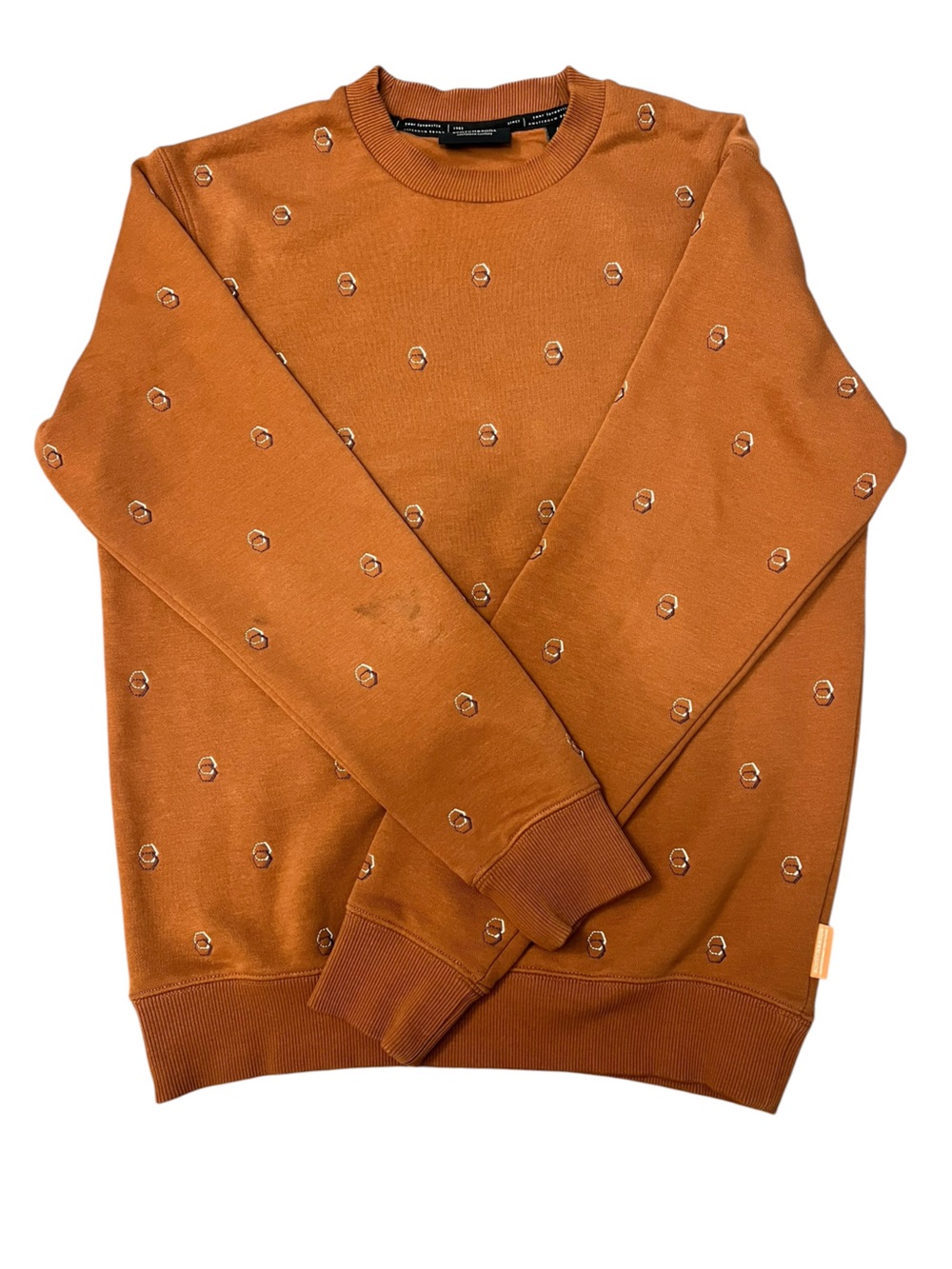 Scotch & Soda Men's Crewneck Sweater in Rust with Embroidered Dot Motif size S - Picture 4 of 9